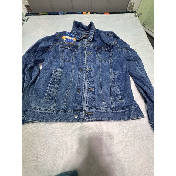 Members Only X Space Jam Looney Tunes Denim Jean Jacket Sz M Graphic Print - Picture 1 of 13